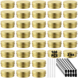 100PCS Small Aluminum Cans, 2oz Metal Round Tins, 60ml Metal Container with Screw Lid, DIY Candle Making Jar, Refillable Cans for Lotion Bars, Balms, Salves, Spices, Tea Leaves, Beads