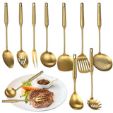 9PCS Gold Kitchen Utensils Set, 304 Stainless Steel Gadgets Cooking Tools, All Metal Serving Utensils, Includes Spatulas, Spoons, Ladle, Skimmer, Tunner In Australia - Darrahopens