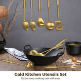 9PCS Gold Kitchen Utensils Set, 304 Stainless Steel Gadgets Cooking Tools, All Metal Serving Utensils, Includes Spatulas, Spoons, Ladle, Skimmer, Tunner In Australia - Darrahopens