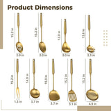 9PCS Gold Kitchen Utensils Set, 304 Stainless Steel Gadgets Cooking Tools, All Metal Serving Utensils, Includes Spatulas, Spoons, Ladle, Skimmer, Tunner In Australia - Darrahopens