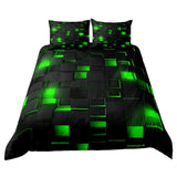 Neon Colorful Comforter Set Geometric Kids Bedding Set, 3 PCS Geometric Honeycomb Bed Set Modern Quilt Set 1 Comforter 2 Pillowcases, Modern Style Duvet Set for All Season(Green)