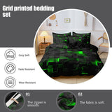 Neon Colorful Comforter Set Geometric Kids Bedding Set, 3 PCS Geometric Honeycomb Bed Set Modern Quilt Set 1 Comforter 2 Pillowcases, Modern Style Duvet Set for All Season(Green)