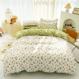 4 Piece Green Floral Comforter Set Size, Soft Breathable Comforter Bedding Set, Bed in a Bag Queen, Soft Microfiber Complete Bedding Set with Sheets for All Season In Australia - Darrahopens