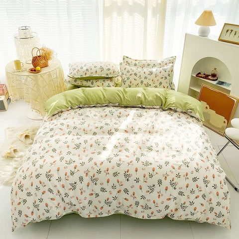4 Piece Green Floral Comforter Set Size, Soft Breathable Comforter Bedding Set, Bed in a Bag Queen, Soft Microfiber Complete Bedding Set with Sheets for All Season In Australia - Darrahopens
