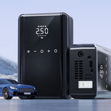 Portable Car Jump Starter and Inflator Pump, 6000A 12V with 150PSI, LCD Display, Emergency Charging for Cars, Bikes, Balls, and More, Includes LED Flashlight and 4 Nozzles