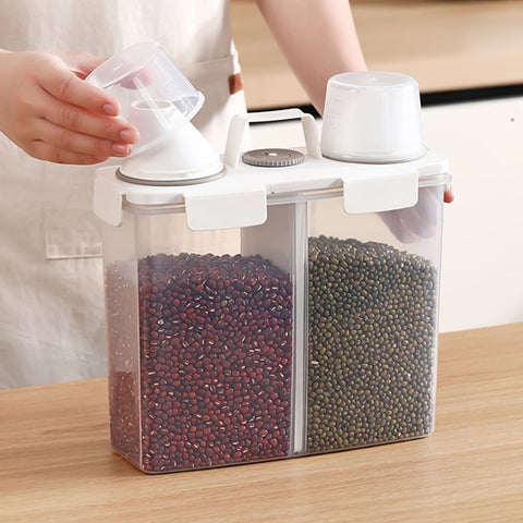 Large Airtight Rice Container 10.83 Inches Food Storage Cereal Bin With Measuring Cup Flour Grain Organizer Sealed Dry Food Holder For Kitchen Countertop Cabinet Pantry Shelf