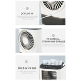 Quiet Portable Water-Cooled Fan 6.5×6.5×9.45in, 3 Wind Speeds, Desktop Air Cooler for Home Dorm Desk Bedroom