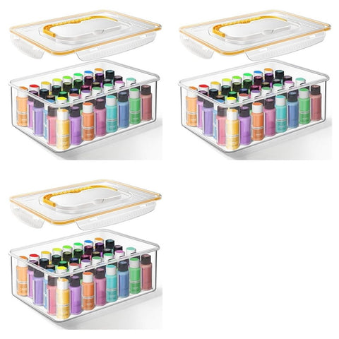 3X Acrylic Paint Storage Box for 2 Fl. Oz Acrylic Paints, 48 Bottles Capacity, Brushes Craft Organizer with Handle In Australia - Darrahopens