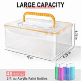 3X Acrylic Paint Storage Box for 2 Fl. Oz Acrylic Paints, 48 Bottles Capacity, Brushes Craft Organizer with Handle In Australia - Darrahopens
