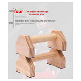 Pine Solid Wood Push-Up Non-Slip Handle Stand Wood 150KG Household Fitness Equipment for Push-Up Strength Training 50cm