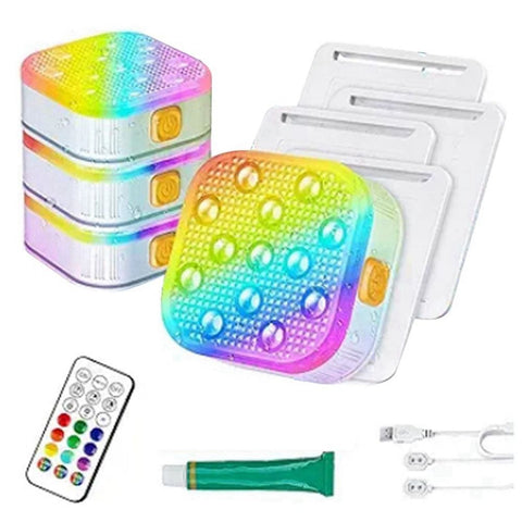 4pcs Rechargeable Submersible Pool Lights with Remote, IP68 Waterproof 16 Color Changing LED Lights with Glue In Australia - Darrahopens