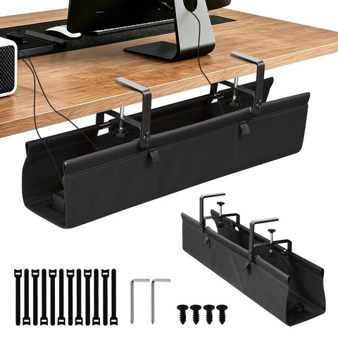 27.56" Cable Management Tray – Stable Protective Pads, Drill-Free Installation, Ideal Cord Hider for Office & Home