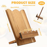 Wood Cookbook Stand, Wave Edge and Adjustable Angle, Premium Acacia Wood Construction, Hands Free Cooking, for Hand Free Cooking Home Decor