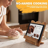 Wood Cookbook Stand, Wave Edge and Adjustable Angle, Premium Acacia Wood Construction, Hands Free Cooking, for Hand Free Cooking Home Decor