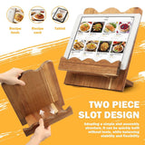 Wood Cookbook Stand, Wave Edge and Adjustable Angle, Premium Acacia Wood Construction, Hands Free Cooking, for Hand Free Cooking Home Decor