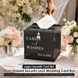 Large Wedding Card Box, Heart Shaped Security Lock, Customizable Personalized Design, for Party Anniversary Graduation