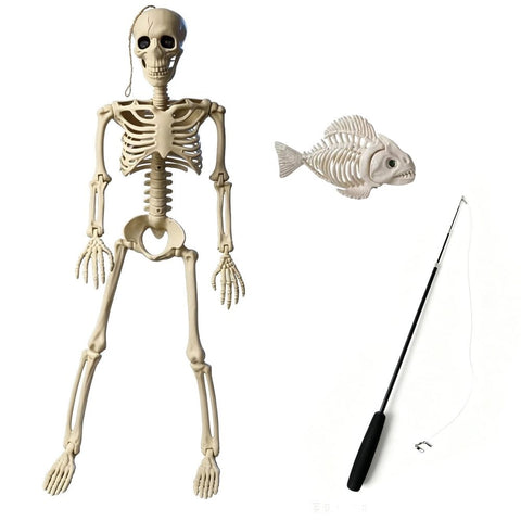 Fisherman Skeleton Halloween Decor, Plastic Skeleton with Fishing Rod and Fish Skeleton, Spooky Yard Pond Porch Tabletop Decoration, Includes 1 Skeleton, 1 Fish Skeleton, 1 Fishing Rod In Australia - Darrahopens