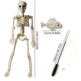 Fisherman Skeleton Halloween Decor, Plastic Skeleton with Fishing Rod and Fish Skeleton, Spooky Yard Pond Porch Tabletop Decoration, Includes 1 Skeleton, 1 Fish Skeleton, 1 Fishing Rod