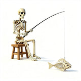 Fisherman Skeleton Halloween Decor, Plastic Skeleton with Fishing Rod and Fish Skeleton, Spooky Yard Pond Porch Tabletop Decoration, Includes 1 Skeleton, 1 Fish Skeleton, 1 Fishing Rod In Australia - Darrahopens