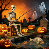 Fisherman Skeleton Halloween Decor, Plastic Skeleton with Fishing Rod and Fish Skeleton, Spooky Yard Pond Porch Tabletop Decoration, Includes 1 Skeleton, 1 Fish Skeleton, 1 Fishing Rod In Australia - Darrahopens
