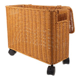 Narrow Plastic Rattan Storage Basket with Lid and Wheels, Space-Saving Home Organizer for Efficient Storage In Australia - Darrahopens