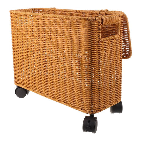 Narrow Plastic Rattan Storage Basket with Lid and Wheels, Space-Saving Home Organizer for Efficient Storage In Australia - Darrahopens