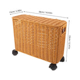 Narrow Plastic Rattan Storage Basket with Lid and Wheels, Space-Saving Home Organizer for Efficient Storage In Australia - Darrahopens