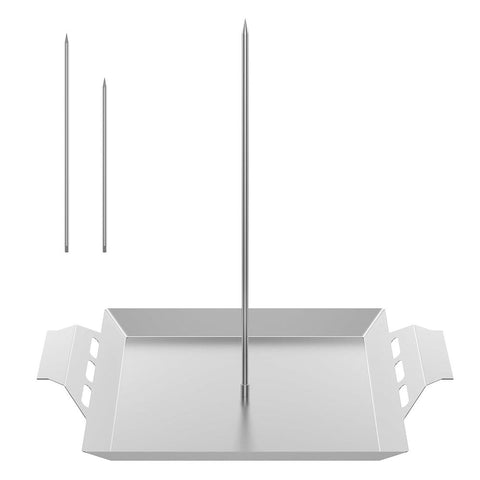 12.4 Inch Food Grade Stainless Steel Vertical Roaster Skewer Stand slow flow Tray Base Removable Spikes Side Handles For  Chicken Kebab Grill Oven BBQ In Australia - Darrahopens