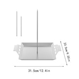 12.4 Inch Food Grade Stainless Steel Vertical Roaster Skewer Stand slow flow Tray Base Removable Spikes Side Handles For  Chicken Kebab Grill Oven BBQ