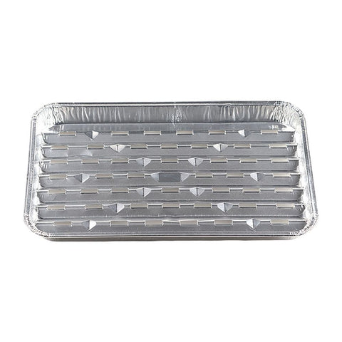 10 Pcs Disposable Aluminum Grill Pans,13.4x9in Heavy Duty Foil Broiler Pans with Ribbed Bottom,Leakproof Heat Resistant Grill Liners for Outdoor BBQ Baking Cooking