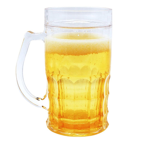 Clear Double-Layer Handled Drinking Mug Novelty Large Capacity Beverage Cup For Gathering Indoor Tabletop Outdoor Party (3.35x5.91 Inch Transparent)