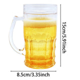 Clear Double-Layer Handled Drinking Mug Novelty Large Capacity Beverage Cup For Gathering Indoor Tabletop Outdoor Party (3.35x5.91 Inch Transparent)