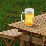 Clear Double-Layer Handled Drinking Mug Novelty Large Capacity Beverage Cup For Gathering Indoor Tabletop Outdoor Party (3.35x5.91 Inch Transparent)