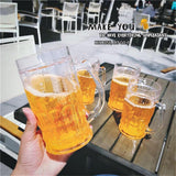 Clear Double-Layer Handled Drinking Mug Novelty Large Capacity Beverage Cup For Gathering Indoor Tabletop Outdoor Party (3.35x5.91 Inch Transparent)