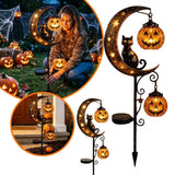 Solar Moon Pumpkin Garden Stake Light Metal Decorative Outdoor Solar Lights For Yard Patio Walkway Fall Decor (33.46x11.81in Orange) In Australia - Darrahopens