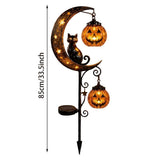 Solar Moon Pumpkin Garden Stake Light Metal Decorative Outdoor Solar Lights For Yard Patio Walkway Fall Decor (33.46x11.81in Orange)