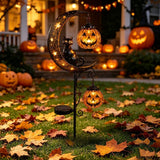 Solar Moon Pumpkin Garden Stake Light Metal Decorative Outdoor Solar Lights For Yard Patio Walkway Fall Decor (33.46x11.81in Orange)