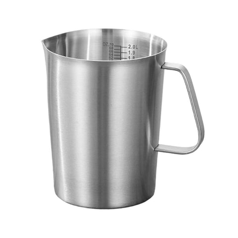 Large Stainless Steel Measuring Pitcher Marked Liquid Cup Heat‑Resistant Pour Vessel For Home Barista Baking And Drink Mixing Work