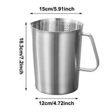 Large Stainless Steel Measuring Pitcher Marked Liquid Cup Heat‑Resistant Pour Vessel For Home Barista Baking And Drink Mixing Work