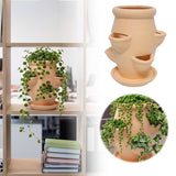 Multi-Pocket Ceramic Tiered Greeneryer Vertical Flower Pot For Succulent Herb Balcony Decor 7.28x6.69in