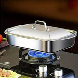 Deep Stainless Steel Baking Tray With Matching Lid Large Capacity Roasting Pan For Fish Meat Vegetables BBQ Buffet Holiday Home Dinner Gathering In Australia - Darrahopens