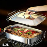 Deep Stainless Steel Baking Tray With Matching Lid Large Capacity Roasting Pan For Fish Meat Vegetables BBQ Buffet Holiday Home Dinner Gathering In Australia - Darrahopens