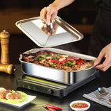 Deep Stainless Steel Baking Tray With Matching Lid Large Capacity Roasting Pan For Fish Meat Vegetables BBQ Buffet Holiday Home Dinner Gathering In Australia - Darrahopens