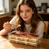 Clear Rectangular Acrylic Dessert Container With Dust Cover Portable Storage For Cake Pastry Home Party Use In Australia - Darrahopens