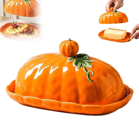 Halloween Pumpkin Ceramic Butter Dish With Lid Seasonal Tabletop Storage Container For Kitchen Counter Dining Table Fall Home Decor In Australia - Darrahopens