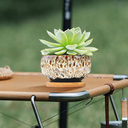 3.94 Inch Round Ceramic Succulent Planter Pot with Drainage Hole, Glazed Shallow Cute Indoor Pot for Cactus, (Plants Not Included)
