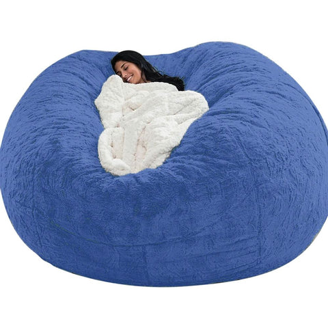 Chair Cover for Kids Adults, (No Filler) Living Room Furniture Big Round Soft Fluffy Faux Fur Beanbag Lazy Sofa Bed Cover In Australia - Darrahopens