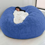 Chair Cover for Kids Adults, (No Filler) Living Room Furniture Big Round Soft Fluffy Faux Fur Beanbag Lazy Sofa Bed Cover