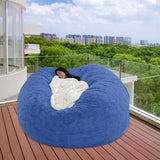 Chair Cover for Kids Adults, (No Filler) Living Room Furniture Big Round Soft Fluffy Faux Fur Beanbag Lazy Sofa Bed Cover