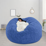 Chair Cover for Kids Adults, (No Filler) Living Room Furniture Big Round Soft Fluffy Faux Fur Beanbag Lazy Sofa Bed Cover